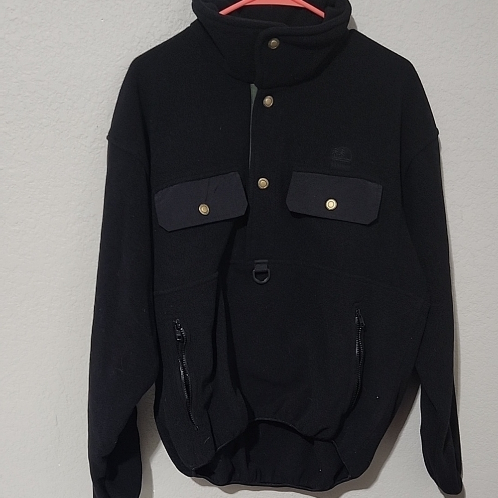 Hodgman Sweater Mens Size L Performance Pull Over Hunting Black Green Fleece Lik